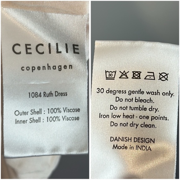 Cecilie Copenhagen Cream Anthropologie Midi Slip Night Out Dress Size Medium - Picture 10 of 16